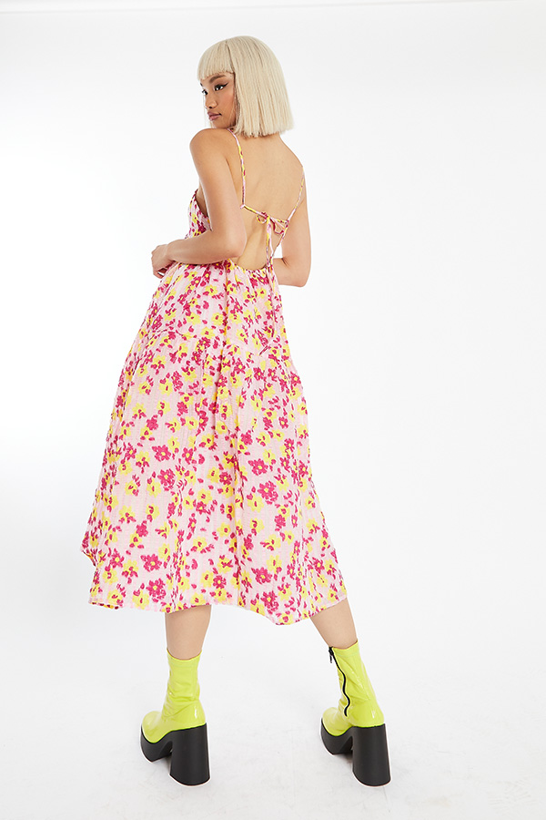 GLAMOROUS ΦΟΡΕΜΑ PINK YELLOW ORGANZA