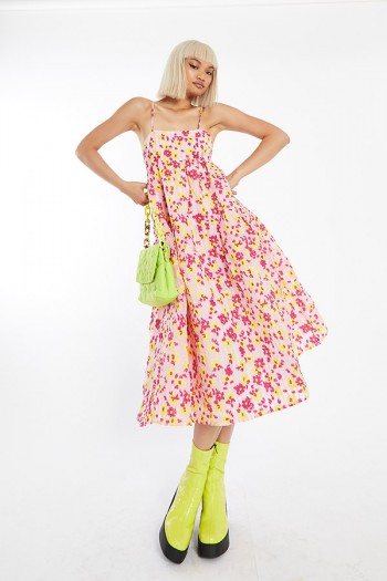 GLAMOROUS ΦΟΡΕΜΑ PINK YELLOW ORGANZA