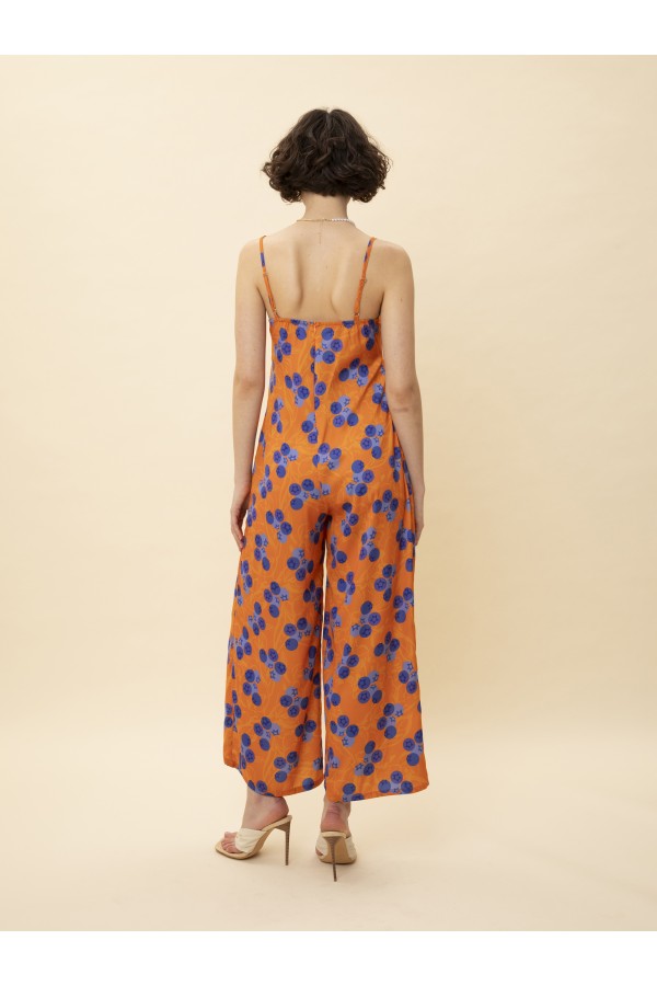BUSTIER PRINTED BLUBERRIES JUMPSUIT
