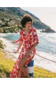 MERSEVI ABSTRACT FLAME MAXI WRAP DRESS