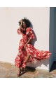 MERSEVI ABSTRACT FLAME MAXI WRAP DRESS