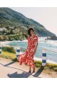 MERSEVI ABSTRACT FLAME MAXI WRAP DRESS