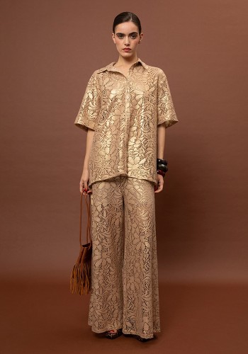 KNITTED PANTS - BEIGE GOLD