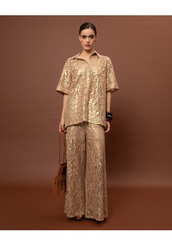 KNITTED PANTS - BEIGE GOLD