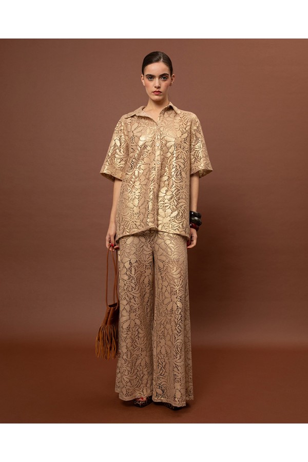 KNITTED PANTS - BEIGE GOLD