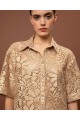 OVERSIZED KNITED SHIRT - BEIGE GOLD