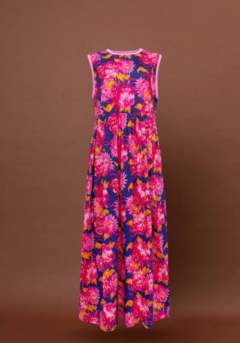 SLEEVELESS COTTON DRESS - CHRYSANTHEMA BLUE