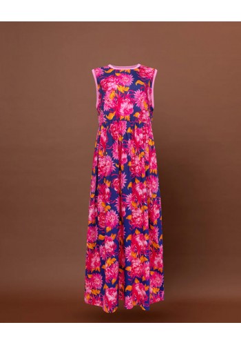 SLEEVELESS COTTON DRESS - CHRYSANTHEMA BLUE