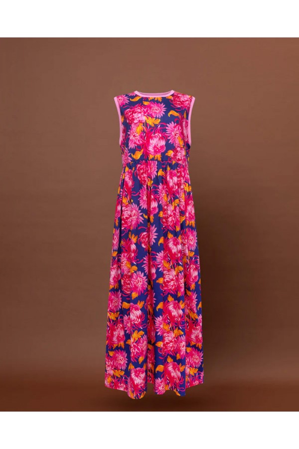SLEEVELESS COTTON DRESS - CHRYSANTHEMA BLUE