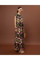 SLEEVELESS COTTON DRESS - BLOSSOMS BLACK