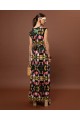 SLEEVELESS COTTON DRESS - BLOSSOMS BLACK