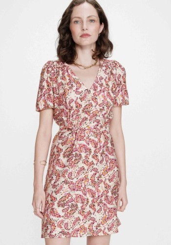 GRACE AND MILA ΦΟΡΕΜΑ V-NECK DRESS PECHE VICTOIRE