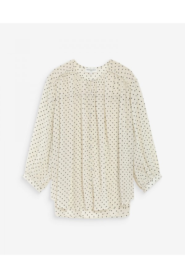 GRACE AND MILA POLKA DOT BLOUSE IVOIRE VALIANNA