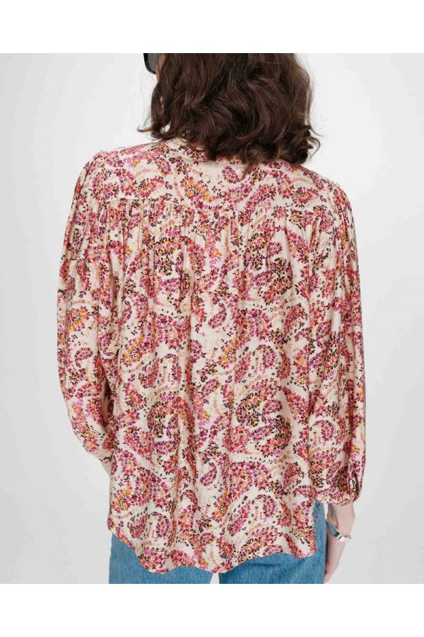 GRACE AND MILA LOOSE FLORAL BLOUSE WITH PUFF SLEEVES PECHE VEZIA