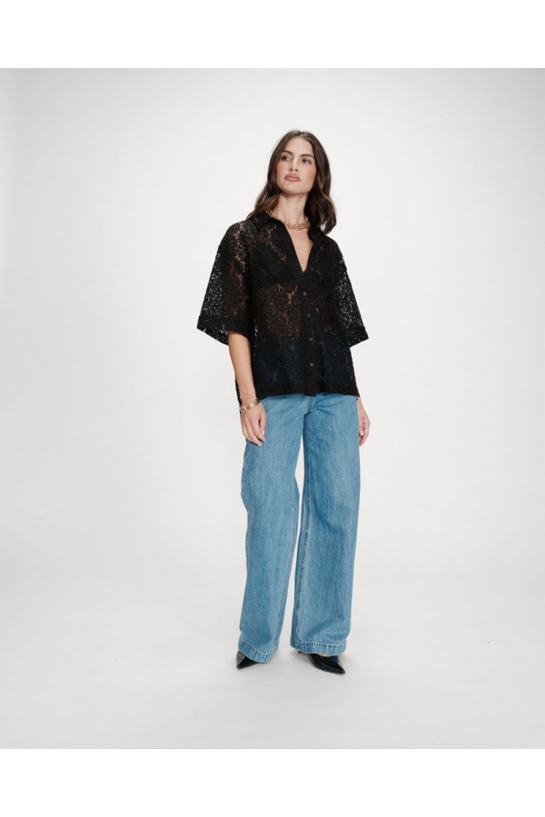 GRACE AND MILA ΠΟΥΚΑΜΙΣΟ STRAIGHT LACE VENDEL BLACK