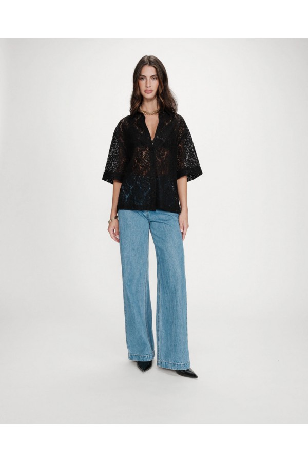 GRACE AND MILA ΠΟΥΚΑΜΙΣΟ STRAIGHT LACE VENDEL BLACK