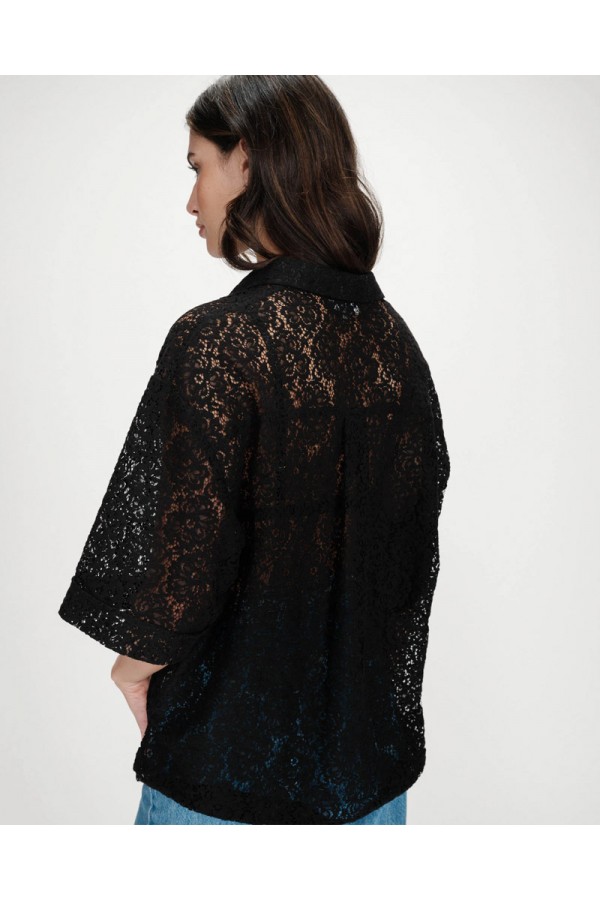 GRACE AND MILA ΠΟΥΚΑΜΙΣΟ STRAIGHT LACE VENDEL BLACK