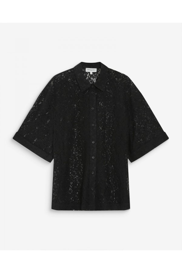 GRACE AND MILA ΠΟΥΚΑΜΙΣΟ STRAIGHT LACE VENDEL BLACK