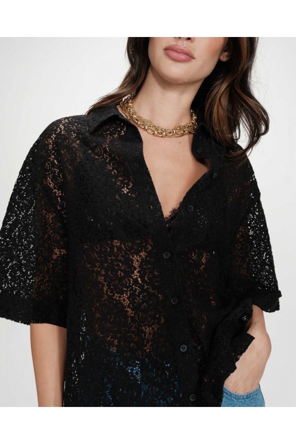 GRACE AND MILA ΠΟΥΚΑΜΙΣΟ STRAIGHT LACE VENDEL BLACK