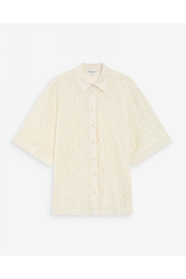 GRACE AND MILA ΠΟΥΚΑΜΙΣΟ STRAIGHT LACE VENDEL ECRU