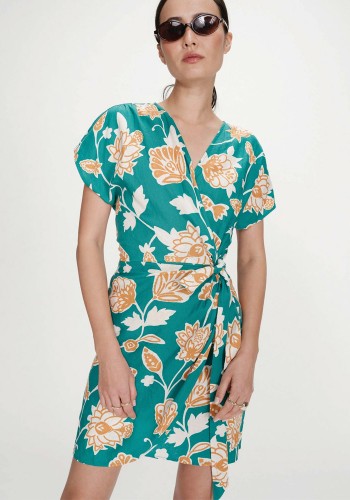 GRACE AND MILA ΦΟΡΕΜΑ WITH SHORT SLEEVES GREEN VELORA