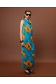 DRAPED SATIN MAXI DRESS - TAPETSARIA AQUA