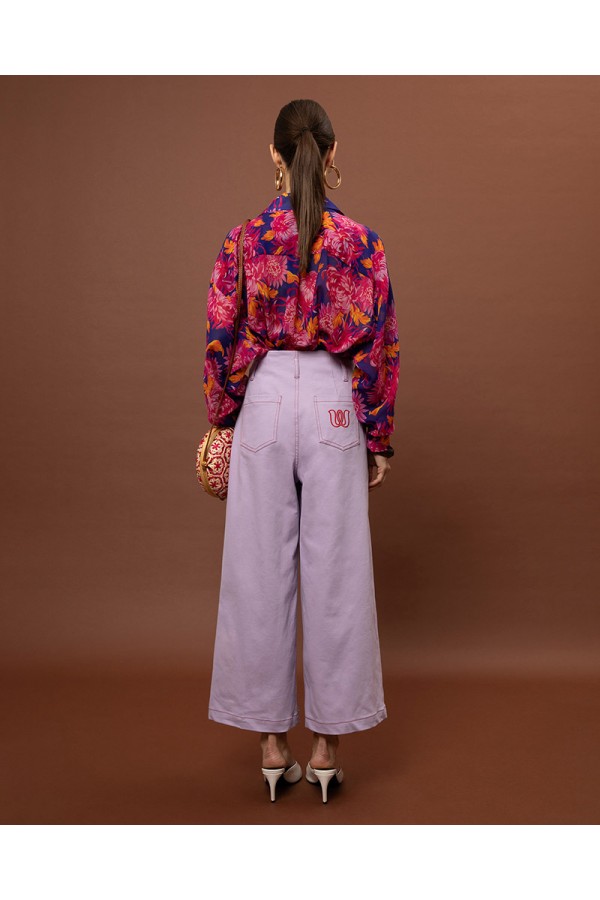 OVERSIZED CHIFFON SHIRT - CHRYSANTHEMA BLUE