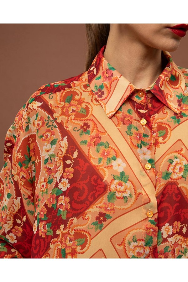 OVERSIZED CHIFFON SHIRT - MPOUCHARA