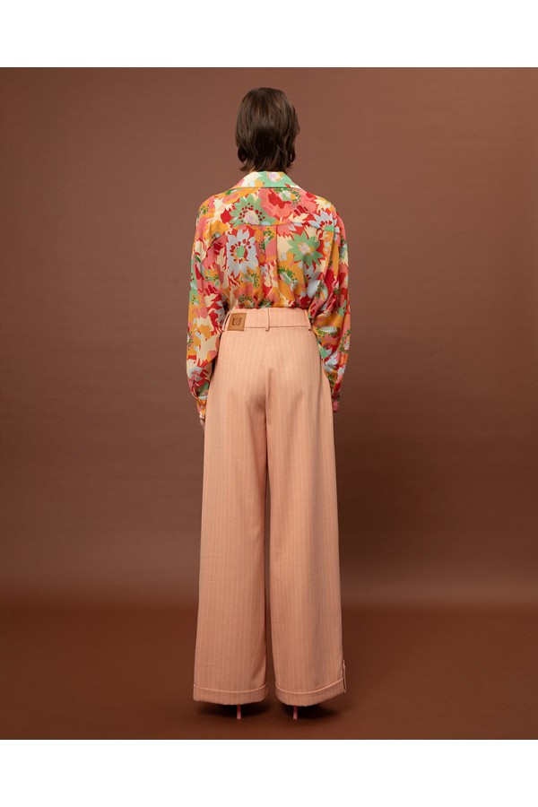 OVERSIZED CHIFFON SHIRT - POPPIES