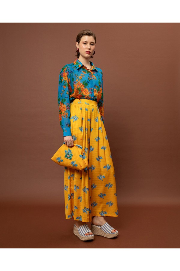 OVERSIZED CHIFFON SHIRT - TAPETSARIA AQUA