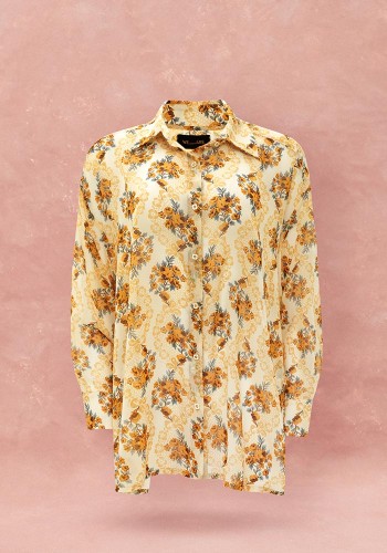 OVERSIZED CHIFFON SHIRT - LACE BOUQUET CREAM
