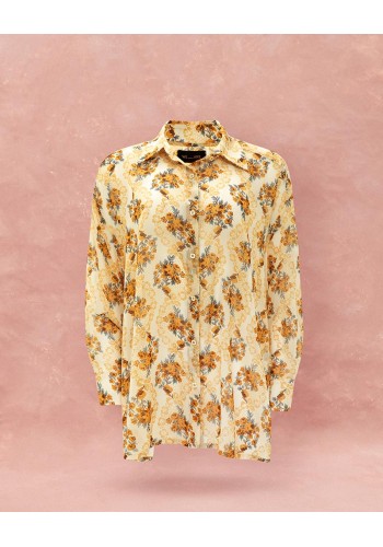 OVERSIZED CHIFFON SHIRT - LACE BOUQUET CREAM