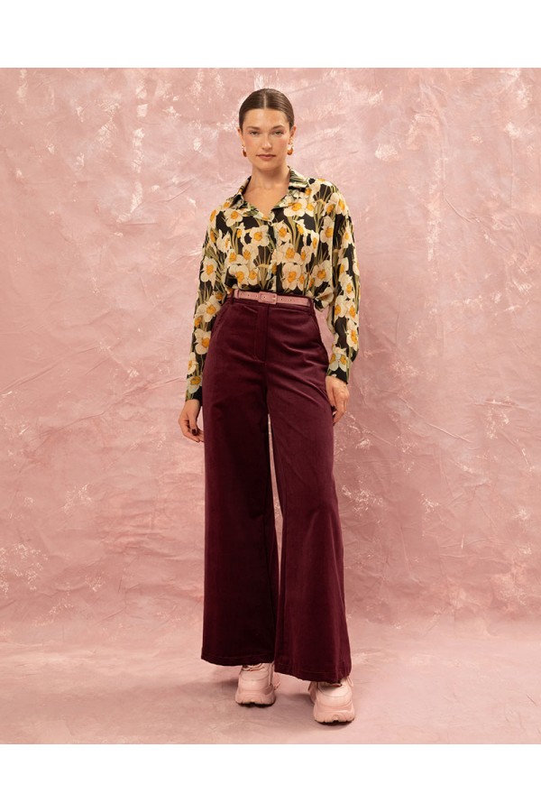 OVERSIZED CHIFFON SHIRT - NARCISSUS BLACK