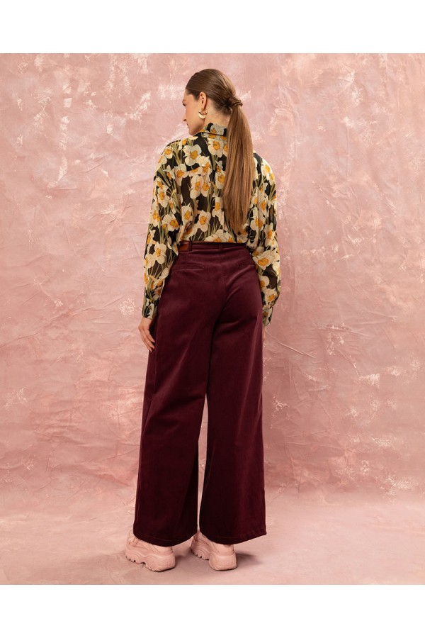 OVERSIZED CHIFFON SHIRT - NARCISSUS BLACK