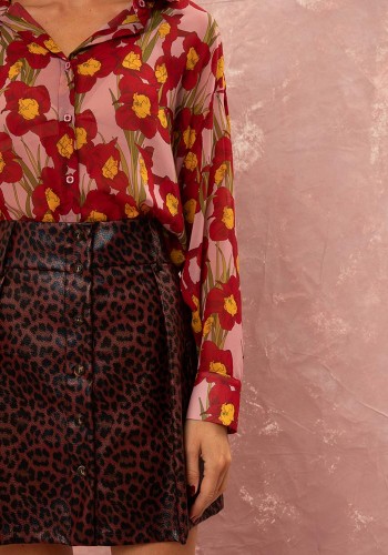 OVERSIZED CHIFFON SHIRT - NARCISSUS PINK