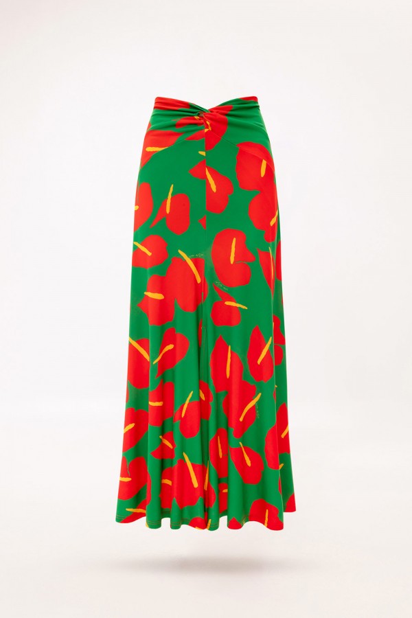 FRONT-KNOT JERSEY ANTHURIUM GREEN