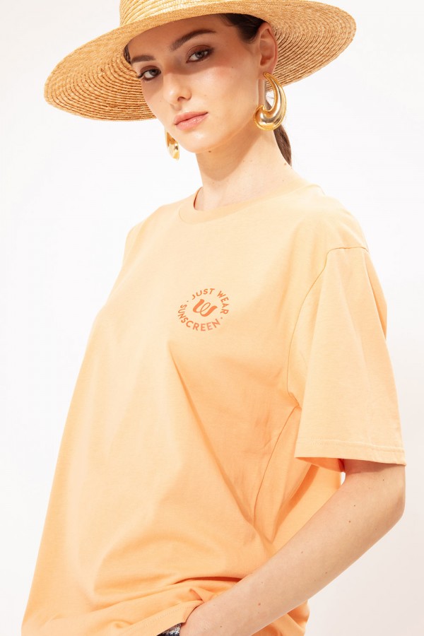 OVERSIZED STAMPED T- SHIRT SUN ORANGE