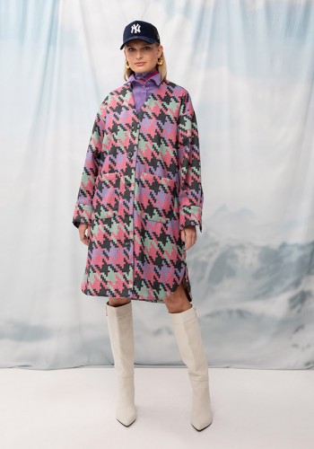 PRINTED OVERSIZED COAT PIED-DE-POULE