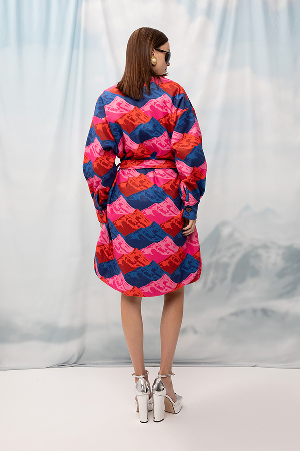 PRINTED OVERSIZED COAT RED MOUNTAINS