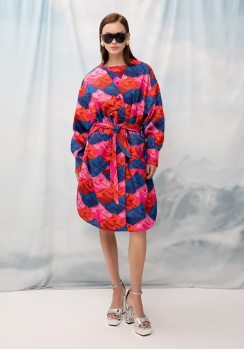 PRINTED OVERSIZED COAT RED MOUNTAINS