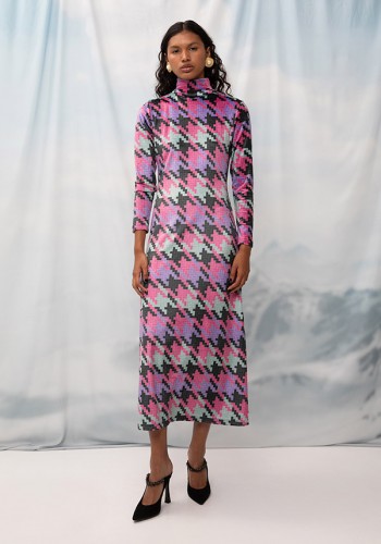 TURTLENECK MAXI DRESS PIED DE POULE