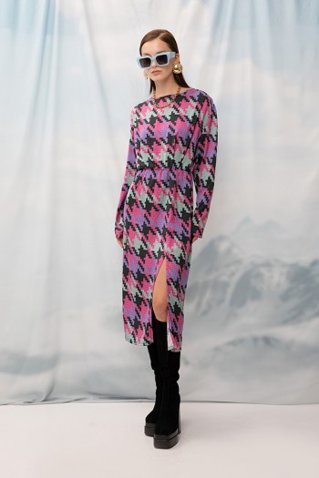 DETAILED OPENING SKIRT MIDI PIED DE POULE