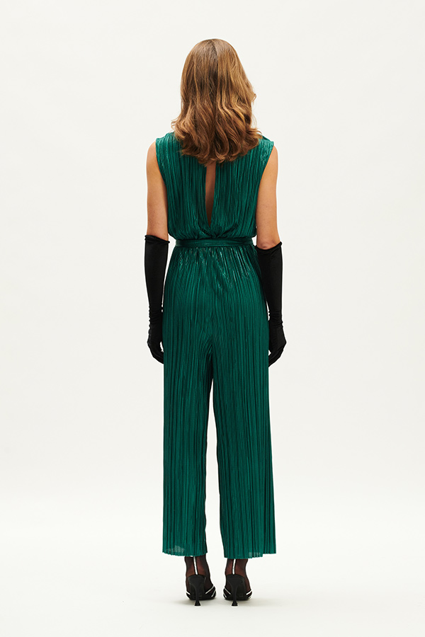 SLEEVLESS PLEATED JUMPSUIT EMERALD