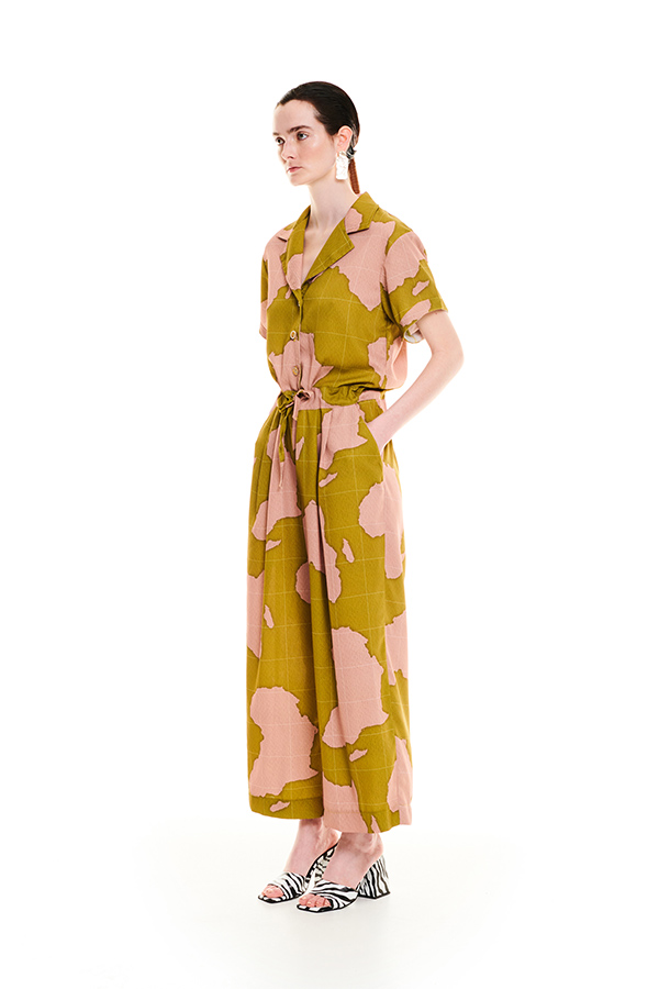 NOTCHED COLLAR PRINTED JUMPSUIT AFRICA