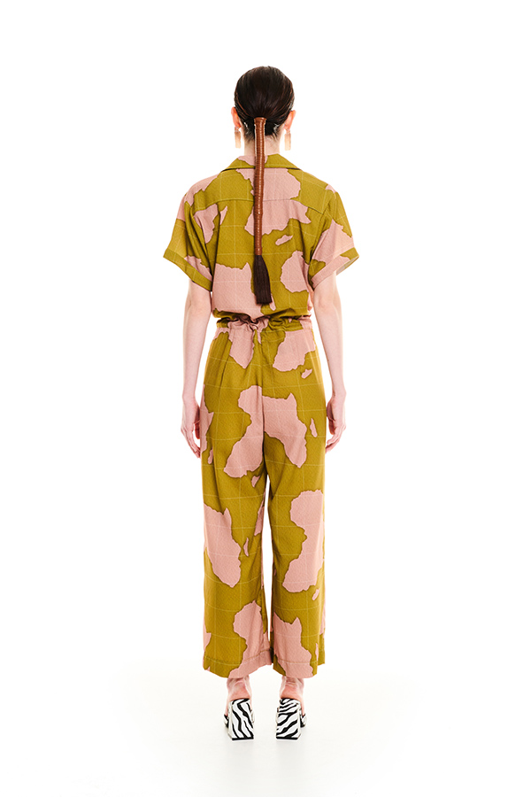 NOTCHED COLLAR PRINTED JUMPSUIT AFRICA